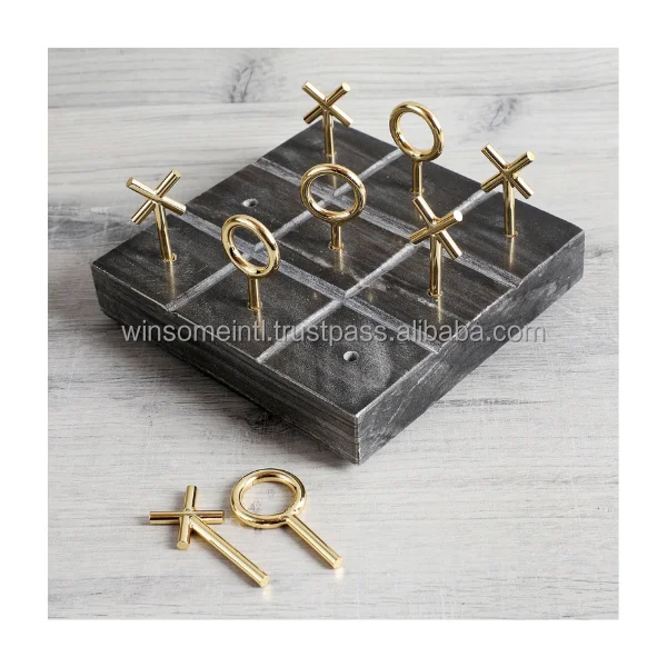 
Winsome International Mini Games Tic Tac Toe in Marble Unique Design Education Table Decor Mind Brain Teaser For Home Decoration 