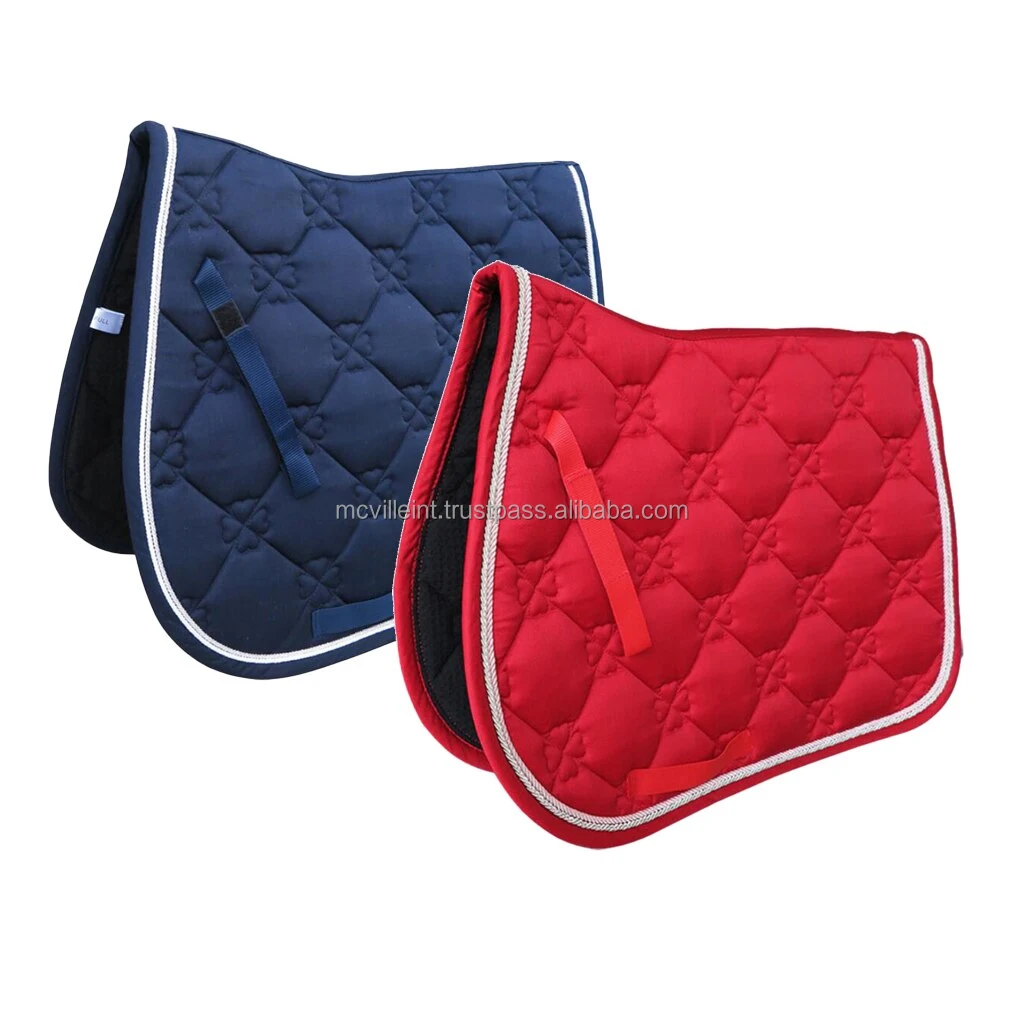Square Quilted Cotton Comfort English Saddle Pad Horse Riding Pad Shock Absorb PU Saddle Safe Horse Soft Equestrian Seat Pad