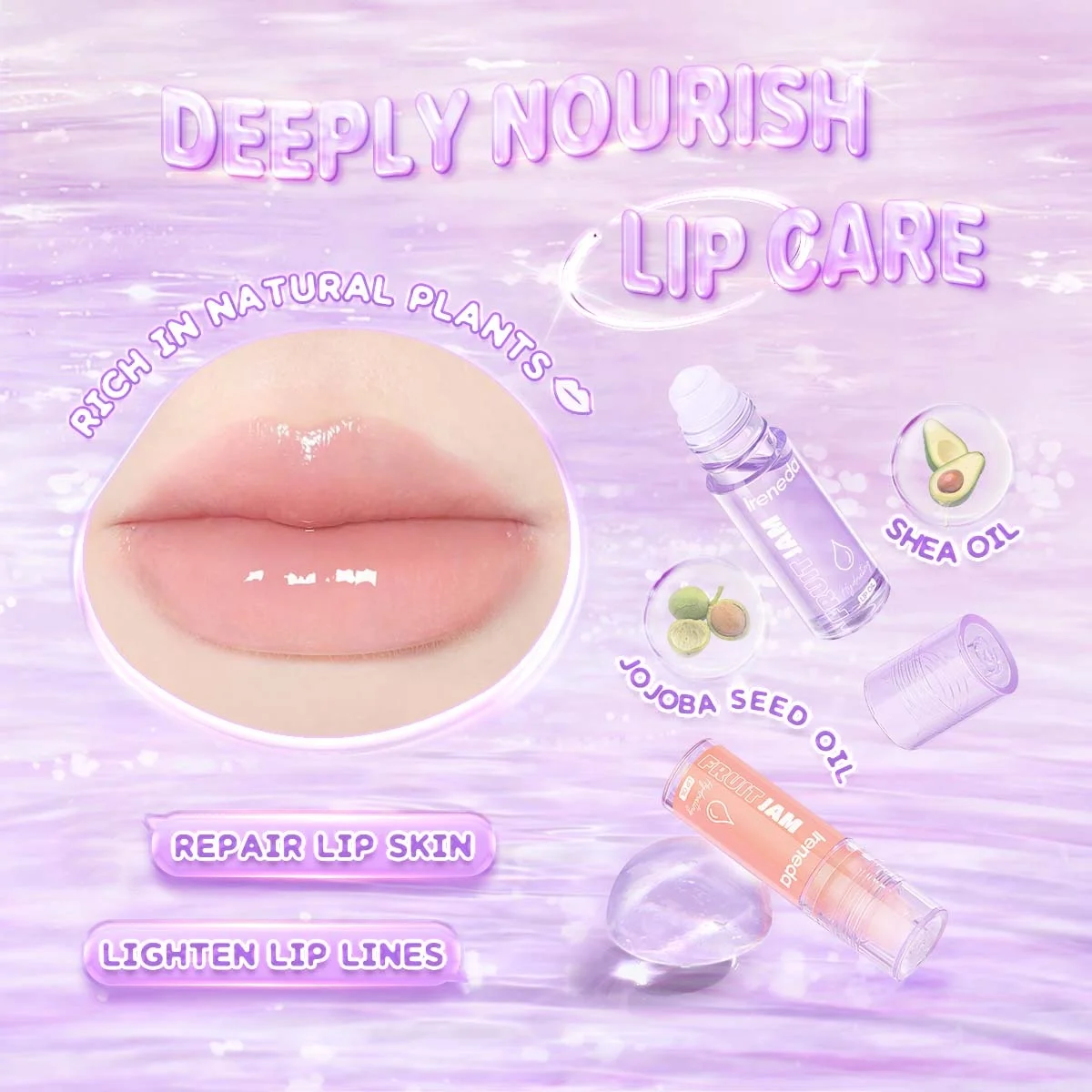 IRENEDA IR-L03 Roller Ball Head Cute Lip Oils  Hydrating Tinted Lip Plumper Oil