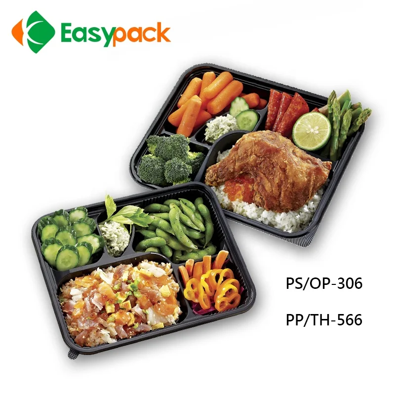 Taiwan 5 compartments plastic disposable bento box food container for lunch