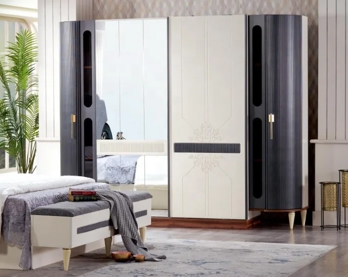 Imperator royal bedroom set wholesales prices king queen size bed with storage lighted headboard Turkish furniture stylish