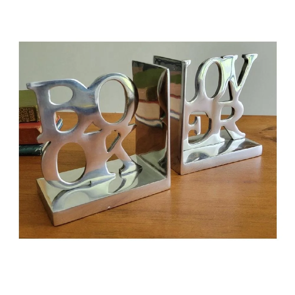 Cast Aluminium Book End Metal Car Style Mirror Polished Home Decoration For Home Living Room office Bookshelf Organizer