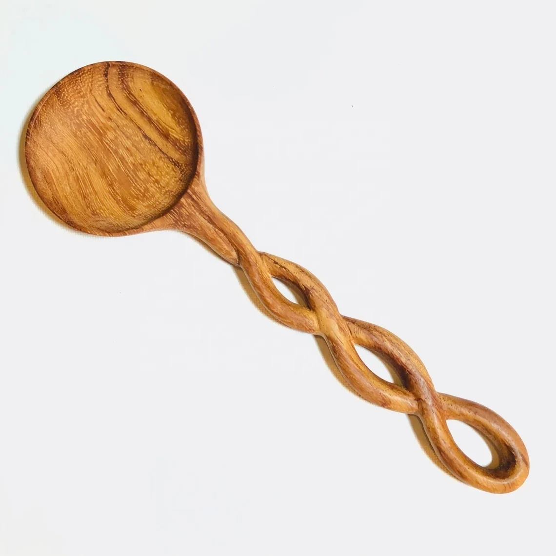 Ручной работы большой сервера салата ложки витой спираль образная ручка комплект из 2