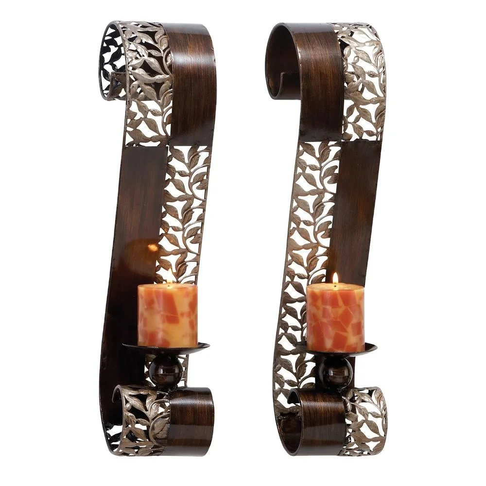 Leaf Wall Sconce Candle Holders (Set of 2)