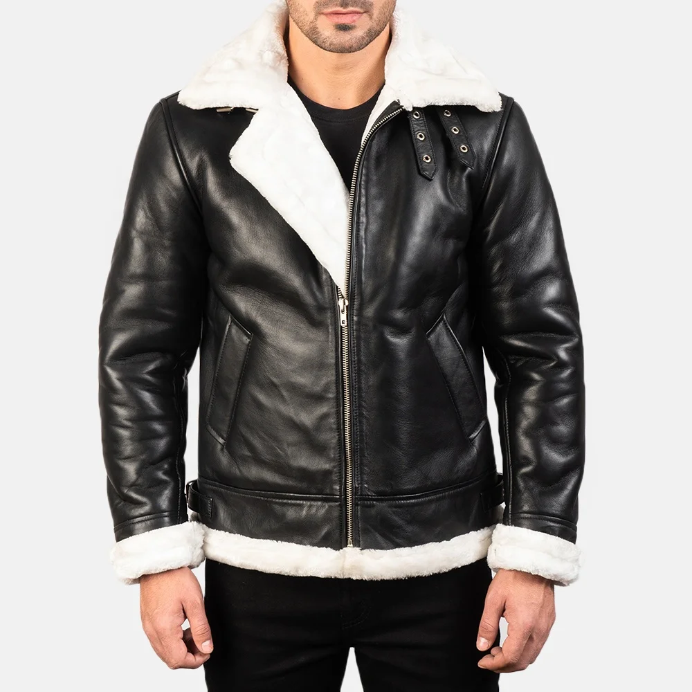 Men Real Leather Jackets Fashion Wear Black Pullover Warm Cowhide Leather Fancy Jacket Men Jacket