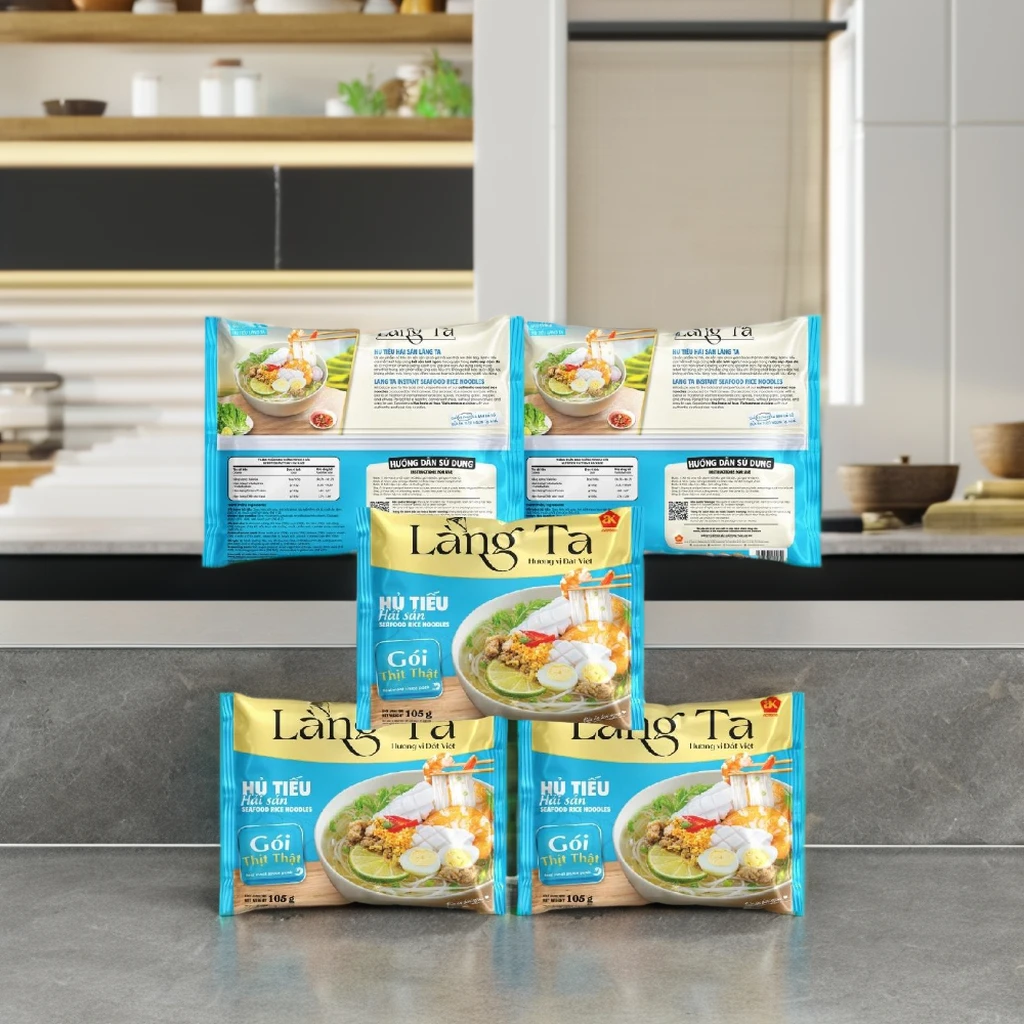 Мгновенные морепродукты рисовая лапша с настоящим соусом из морепродуктов мешок ISO HACCP Сертифицированный вьетнамский производитель OEM Азиатский мгновенный суп