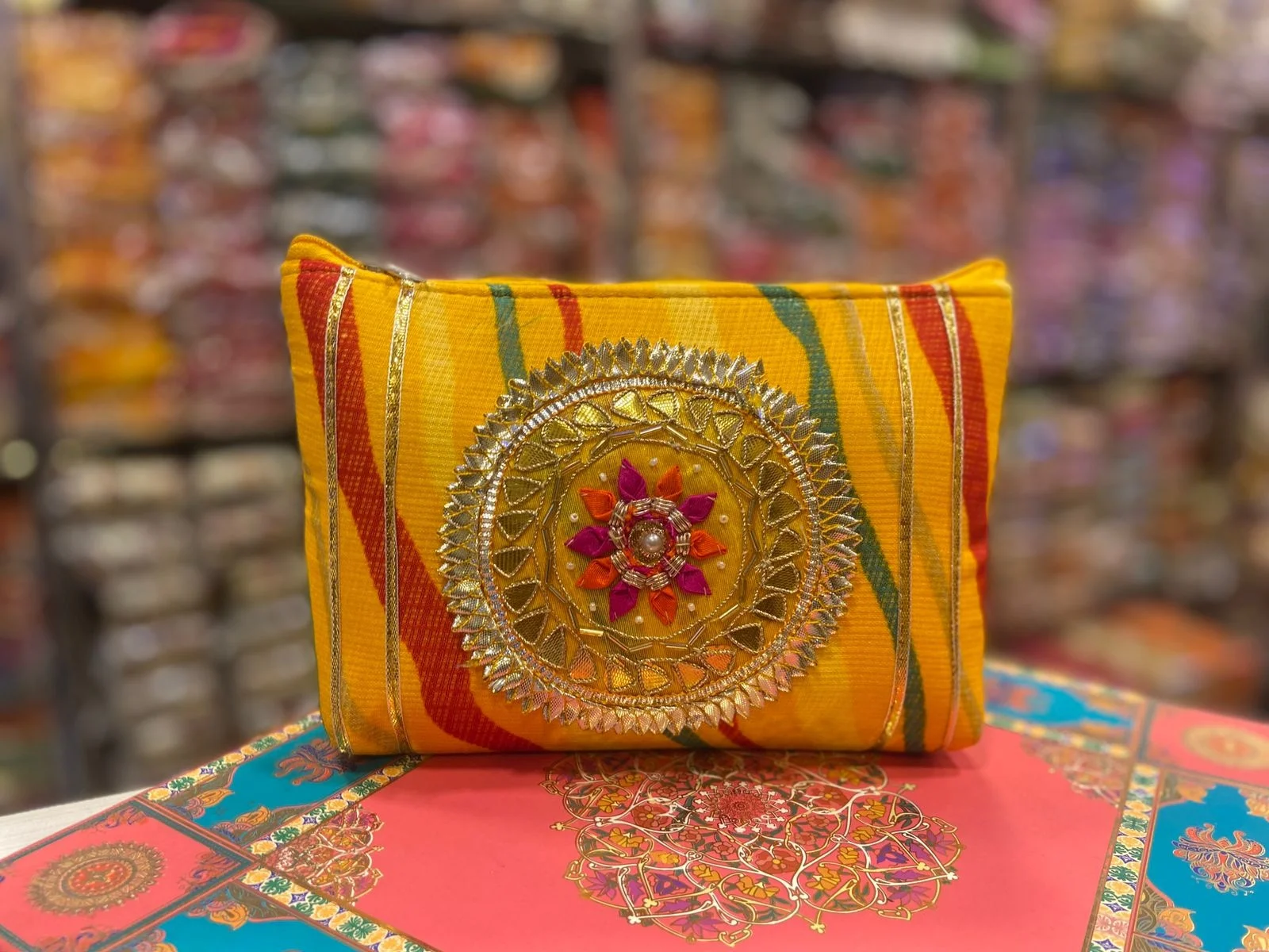 Embroidered Latest Design Women Wedding Gift Handbag Coin Pouch Bags Handmade Gota Pati Work Ethnic Indian Party Festival Potli