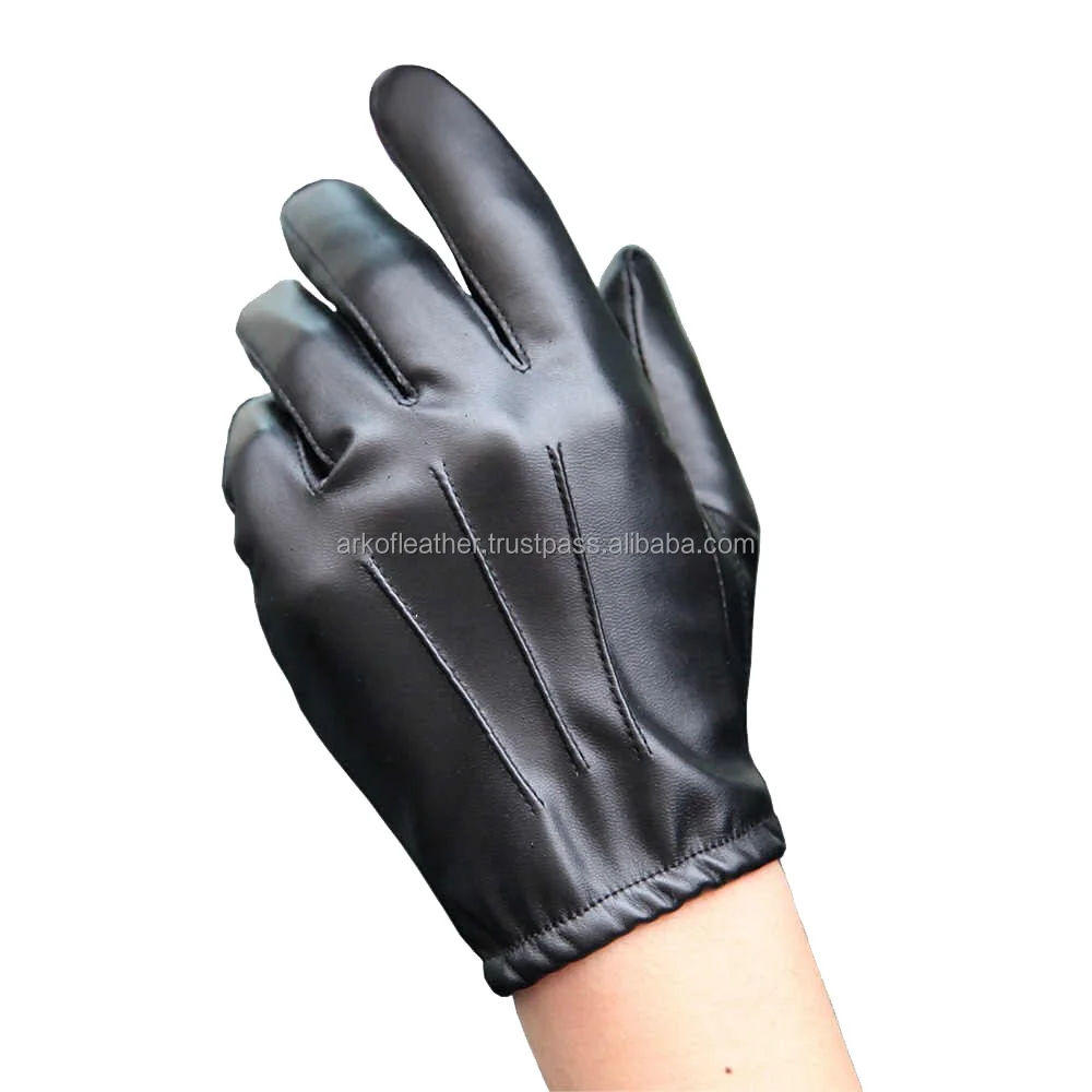 Custom Daily Life Sheepskin Warm Fashion Leather Gloves and Mittens Long Cuff Goatskin Black Leather Gloves