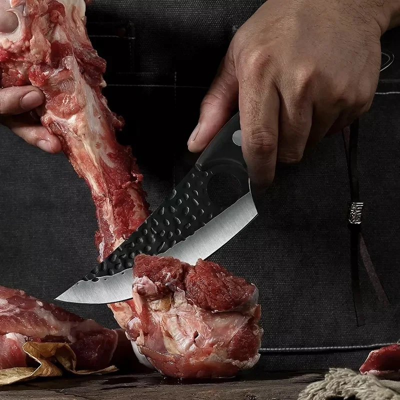 6 Inch Butcher Boning Chef Knife with Solid Wood Handle Handmade Forged Knife Kitchen Camping Cooking Slaughter Knife