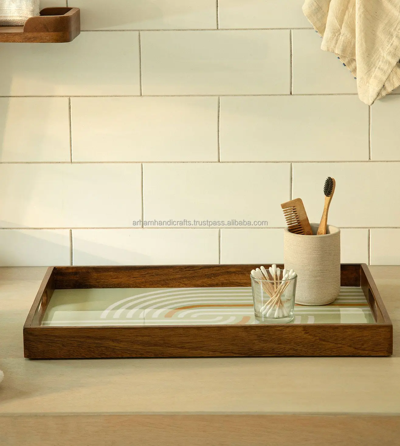 Square Wooden Tray for Food Serving hot selling in Senegal Dubai by LUXURY CRAFTS