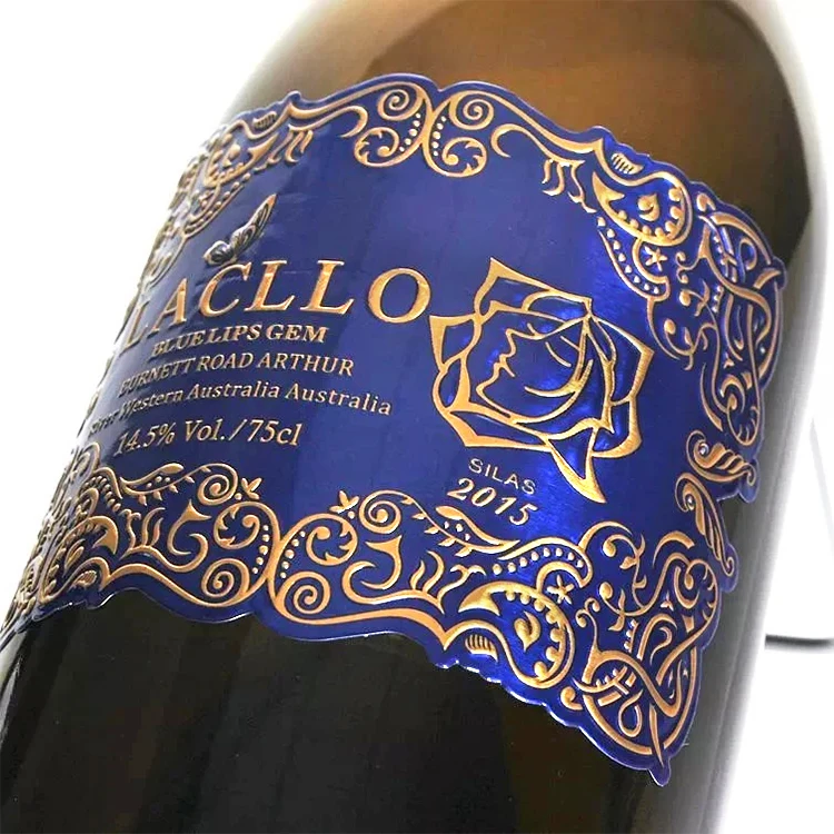 GH-Printing wine gold label red label wine embossed metallic wine label