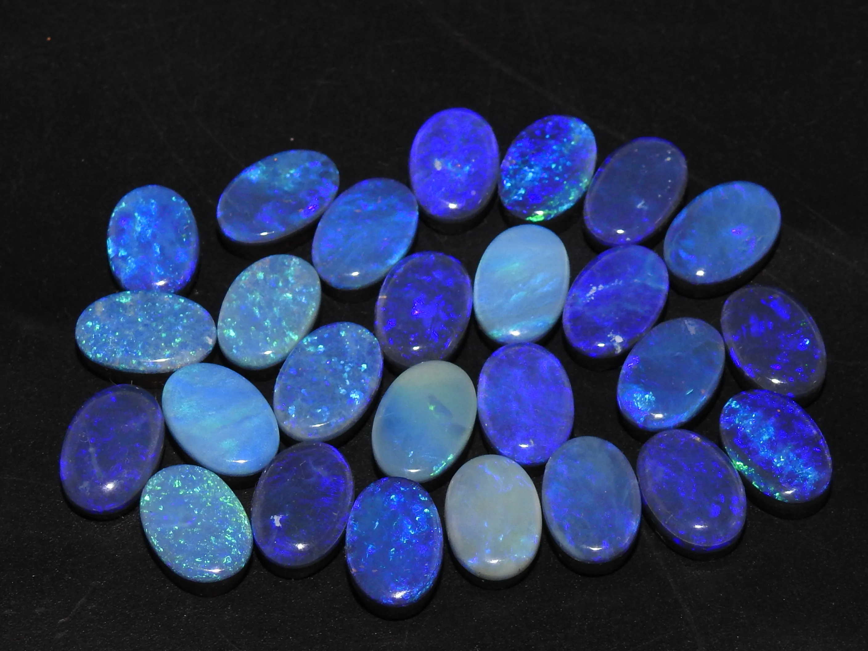 Australian Opal Doublet Multi Fire Smooth Fancy Oval Shape Cabochon Loose Gemstone For Making Jewelry