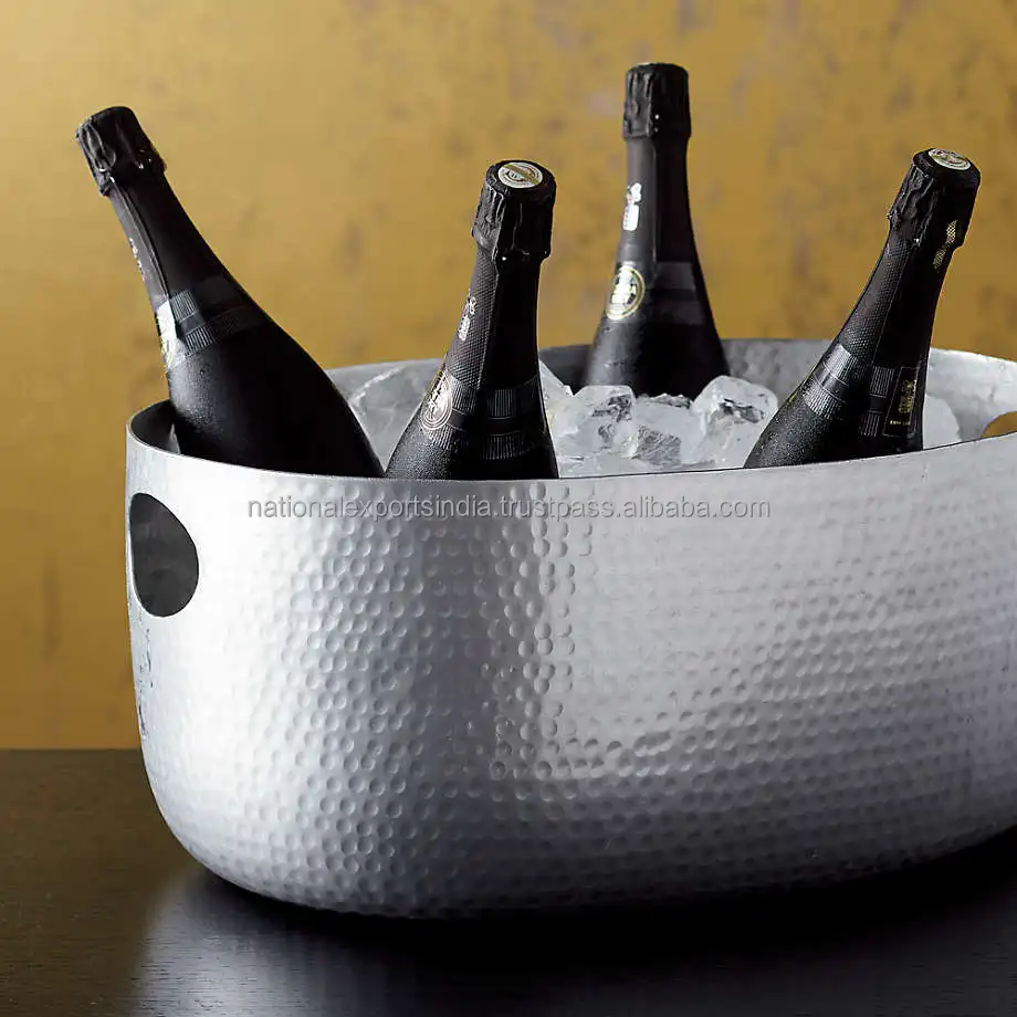 Handmade Wine Good Quality Polishing Hammered Ice storage Buckets Ice Wine Chiller