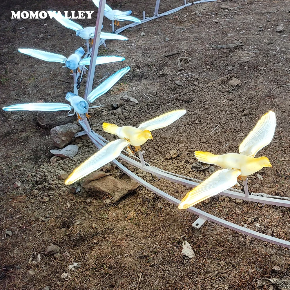 Waterproof dc12v white yellow light blue abs shell flying led pigeon lighting christmas bird ornaments decorations for outdoor