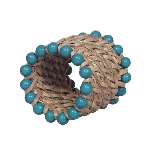 LATEST COLLECTION RUSTIC JUTE COLOR BEADS NAPKIN RING BEST USE FOR HOUSE AND HOTEL PARTIES NAPKIN RING