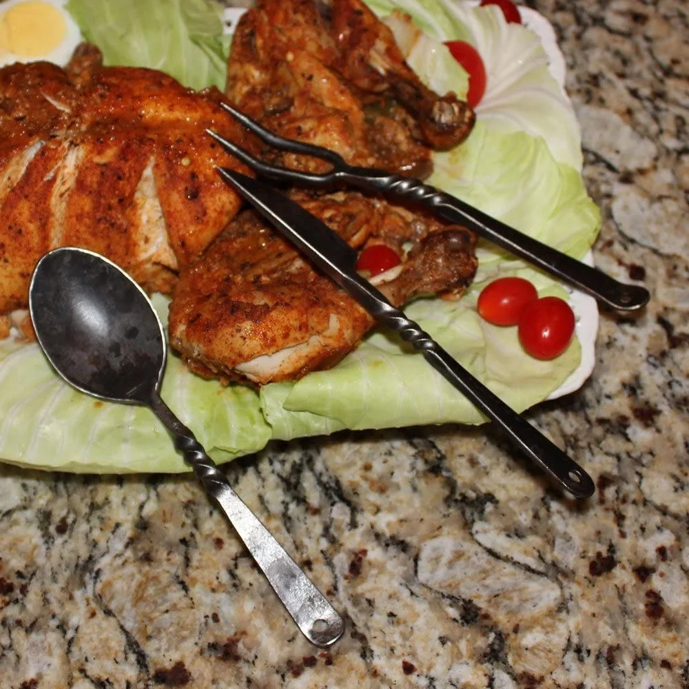  Набор ножей и ложек кованые инструменты в средневековом стиле подставка для еды вилка ложка