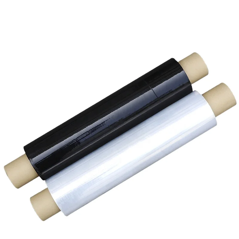 Hot Sales and Designed Fast delivery Hand Use Black and White LLDPE Pallet Wrapping Film PE Stretch Wrap Film