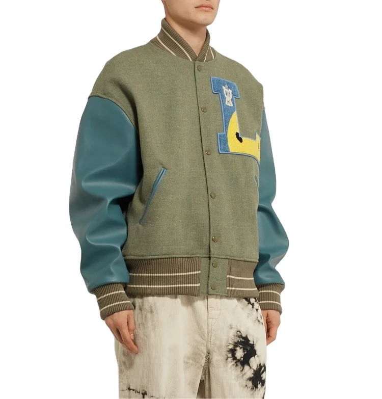 Oem Manufacturer High Quality Chenille Embroidery Men College Leather Sleeves Custom Baseball Bomber Letterman Varsity Jacket