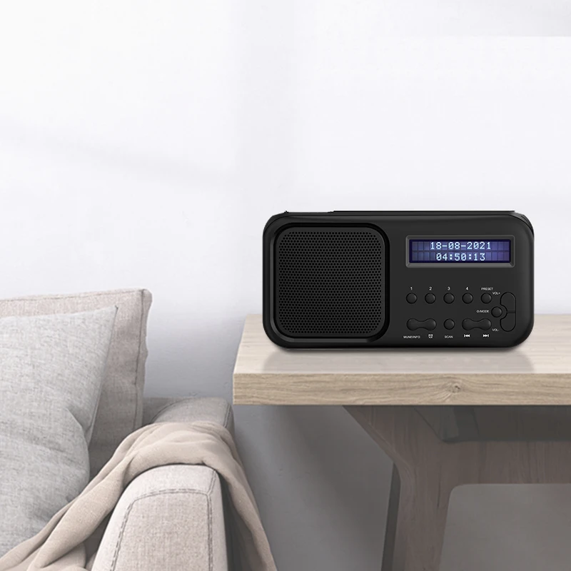 Factory Customize Vintage Portable BT 5.0 Speaker With Alarm LED Display DAB FM USB/TF Radio
