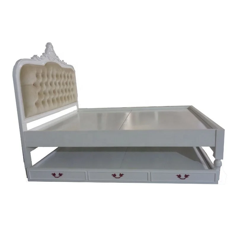 Children Bedroom Furniture Kids Sliding Bed Upholstered Wooden Kids Single Bed with Drawer and Storage Girl Bed with Trundle