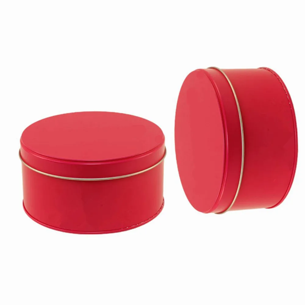 Factory Custom Jewelry Storage Container Tin Jar Red Round Metal Box Packaging Gift Tin Can