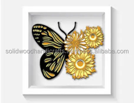 High Quality Customize 3D Deep Flowers Display Case Table Top Solid Wood Memory Box Frame Art Shadow Box