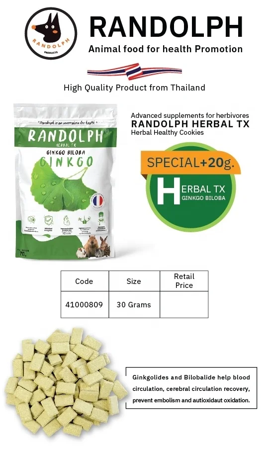 Supplements Ginkgo Extract Promote Blood Circulation for Small Herbivores Developed by Veterinarians Products from Thailand