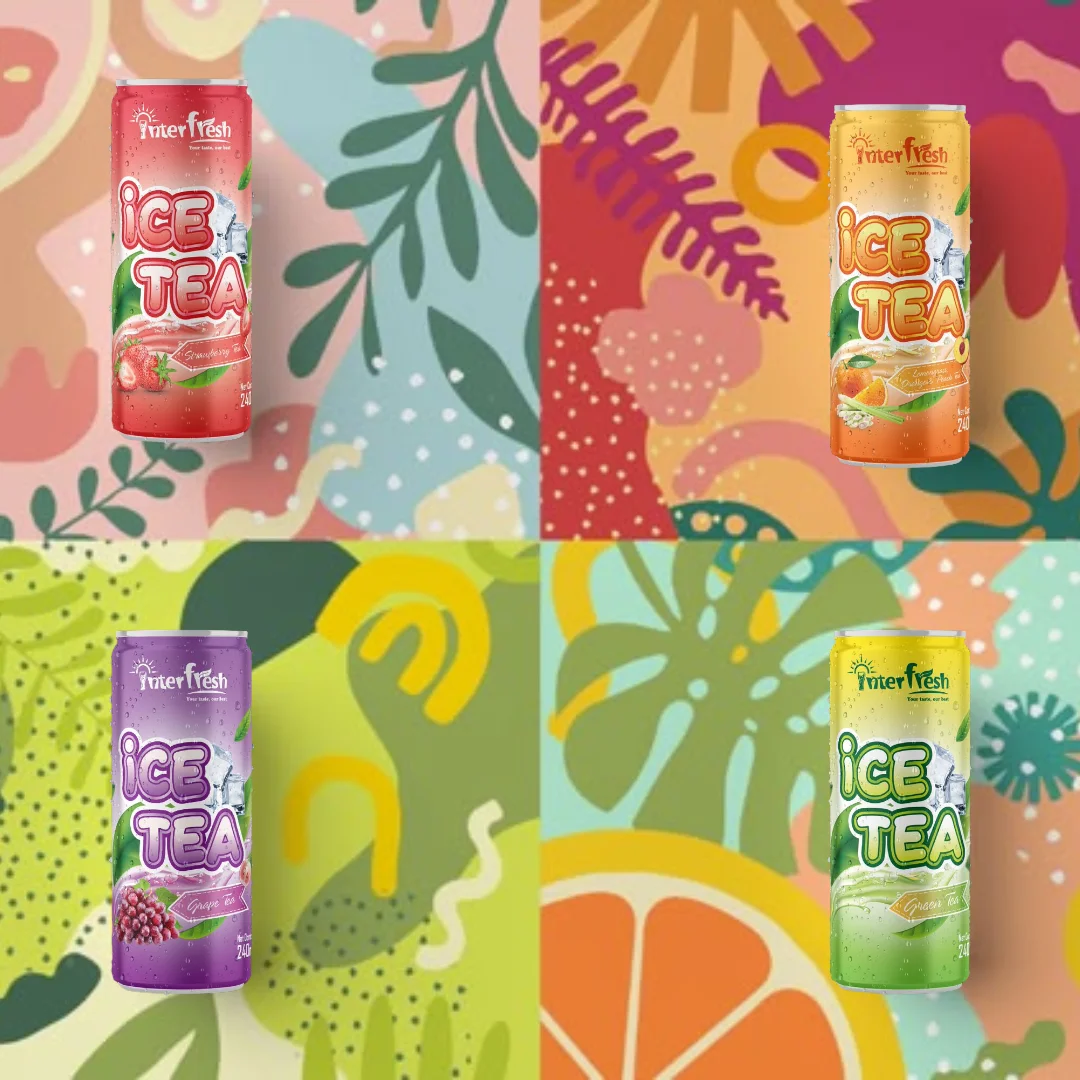 Interfresh Factory Direct Sales Lemon Ice Tea Drink Refreshing Fruit Drinks 320ml Can Mango Tea Drink OEM HALAL Mulberry Juice