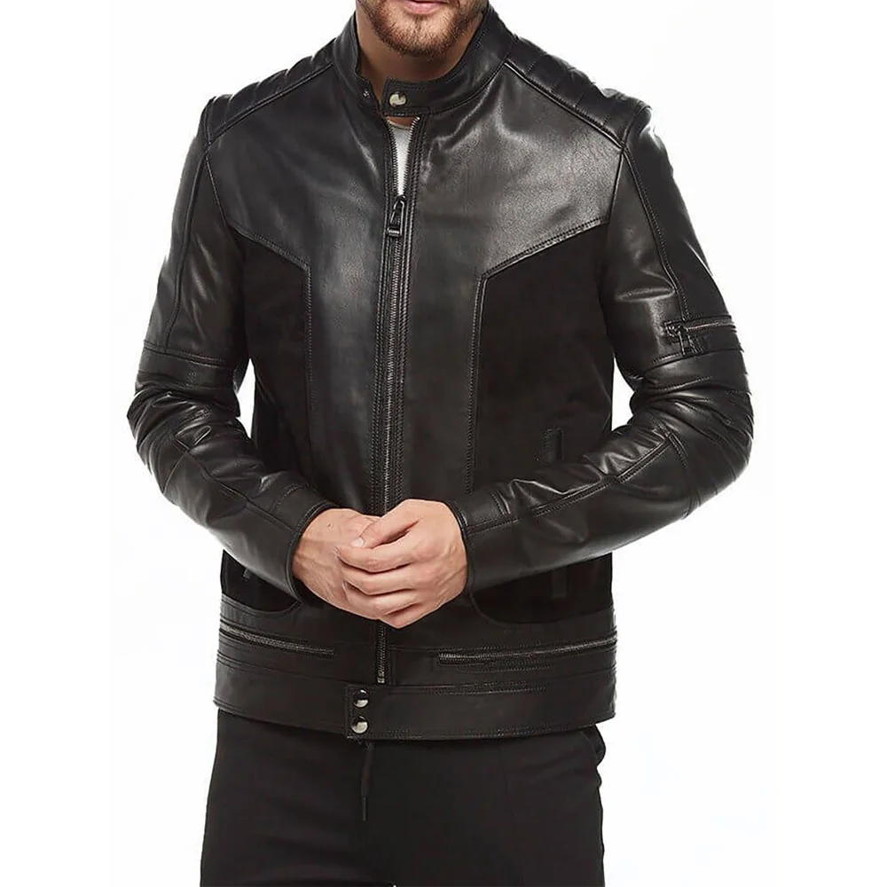 New super Soft Mens Black Suede & Plain Leather Jacket Fully Customized With 100% Original Sheepskin Front closures Style Zipper