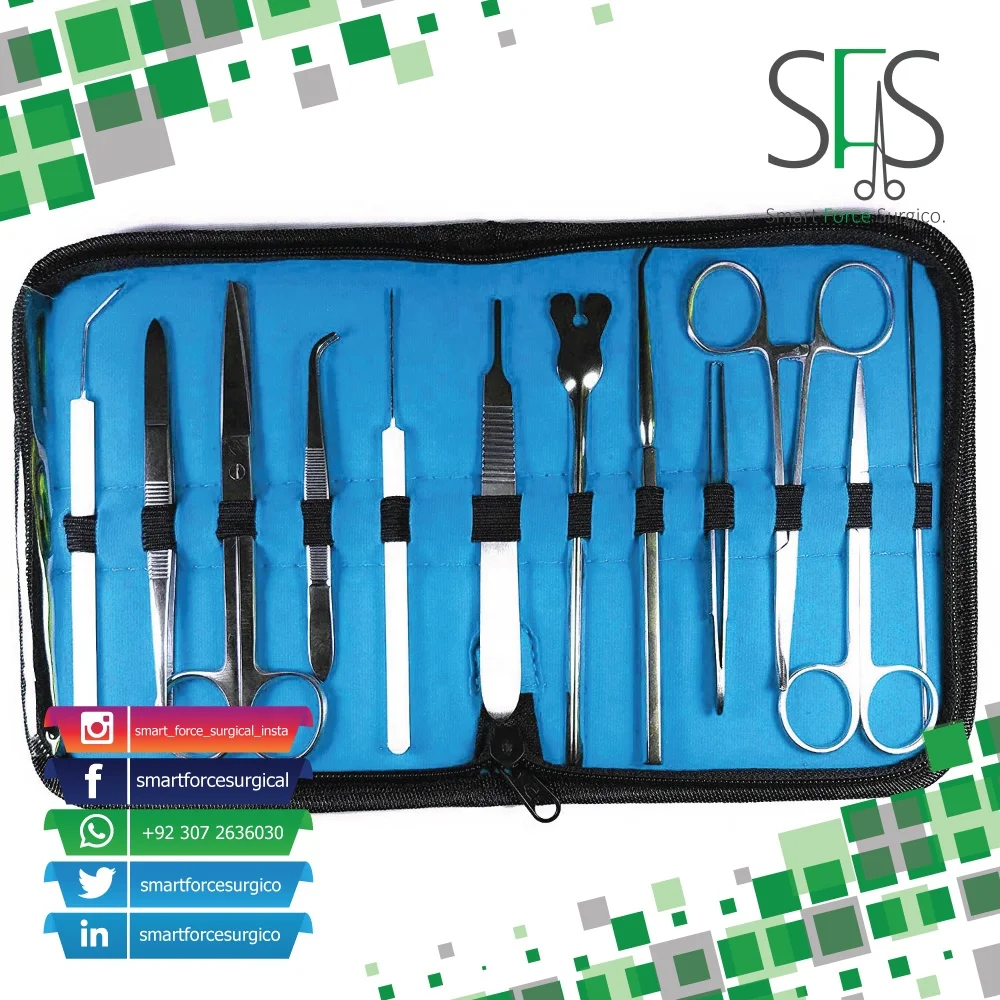 Dissecting Set of 12 Piece|  Bandage Scissors | Surgical Medical Instruments Students Biology Dissection Kit