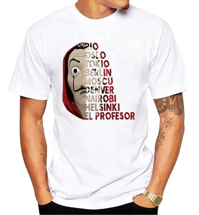 Wholesale T shirt men Funny Design La Casa De Papel Money Heist Tees TV Series Tshirts Men Short Sleeve House of Paper T-Shirt