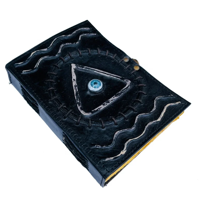Hocus Pocus triangle book Of Spell Handmade Recycled Deckle 120 Blank Pages God Eye Magical Spell Books Gift Cover Blank Journa