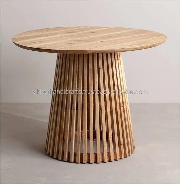 MRS WOODS Antique Style Design Round Luxury Reclaimed Solid Wooden Coffee Table Living Room