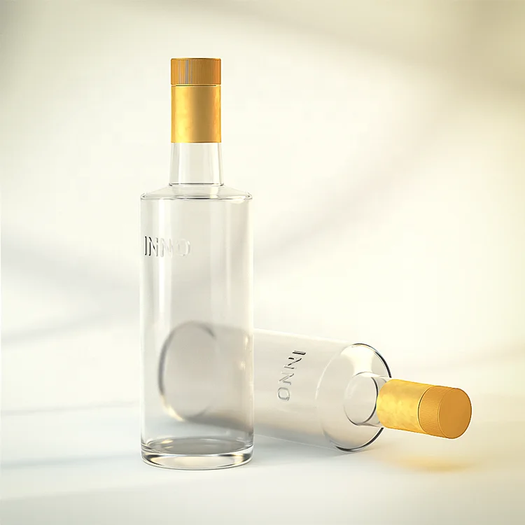 Custom 750ml Clear Glass Bottles Whiskey Wine Drink Drinking Water Bottles Containers With Aluminum Lid INNORHINO