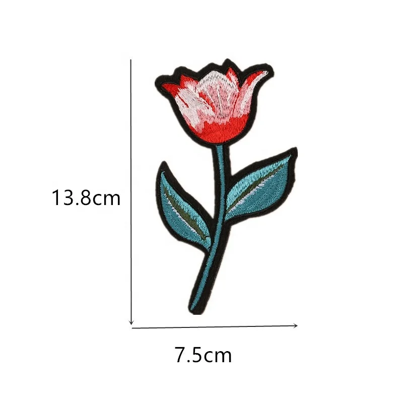 Custom wholesale fashionable flower patch sports club applique iron logo sew on backing fitting badge woven custom patches