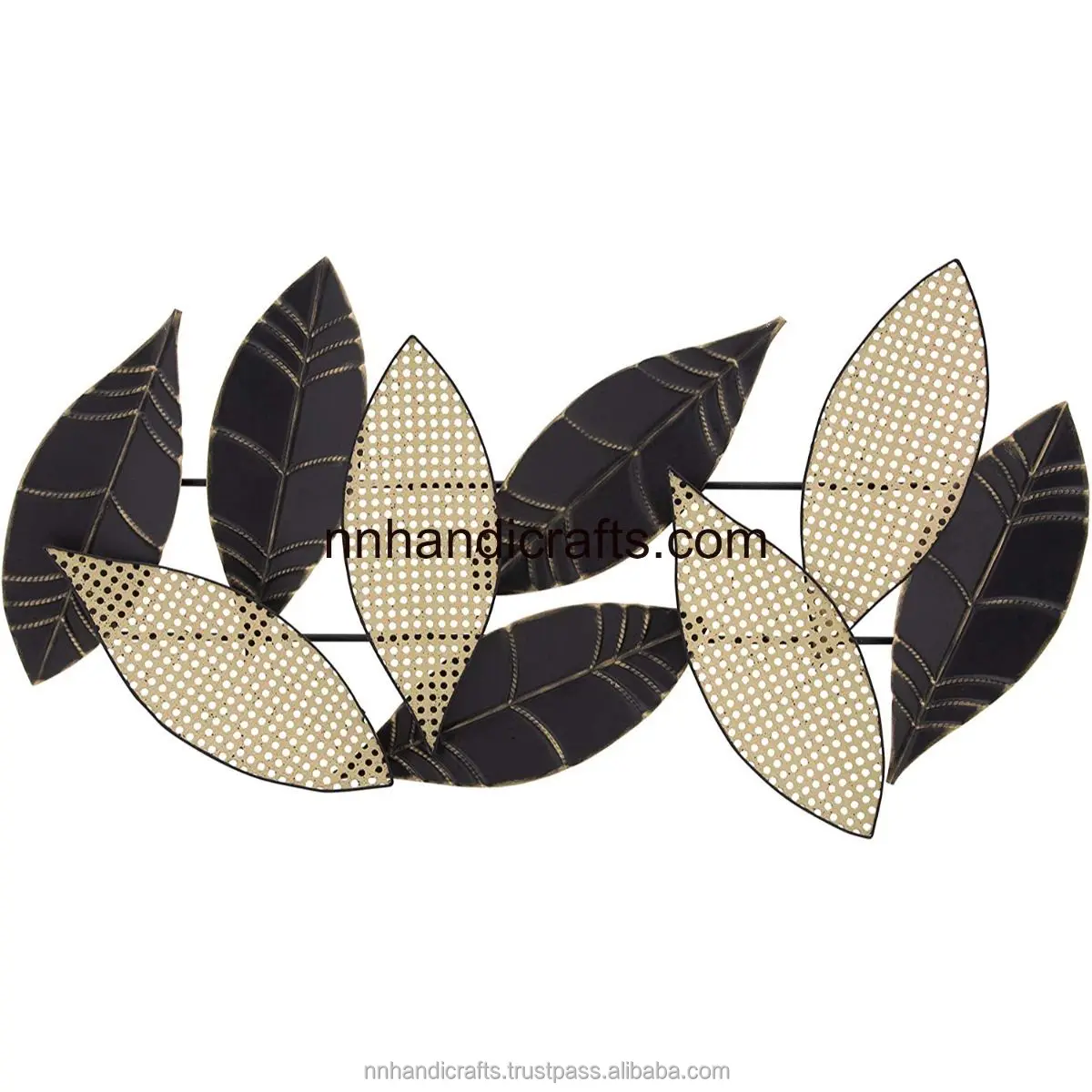 Factory Wholesale Customized Logo Steel Metal Iron Black Grey Golden Powder Coated Leaf Decorative Accents office decoration Hom