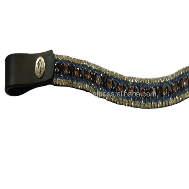 Конные скачки натуральная кожа коричневый ремешок ручной работы белый и синий 5 Ряд Кристалл кожа лошадиные брови во всех размерах