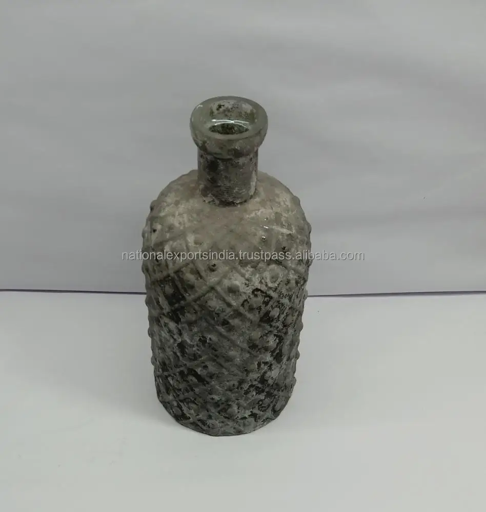 fashion modern handblown purple blue color flared glass vase with irregular bubble