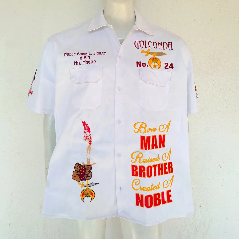 Customized Masonic Shirt with Embroidered Square and Compass and Working Tools All-Seeing Eye plus size T shirts