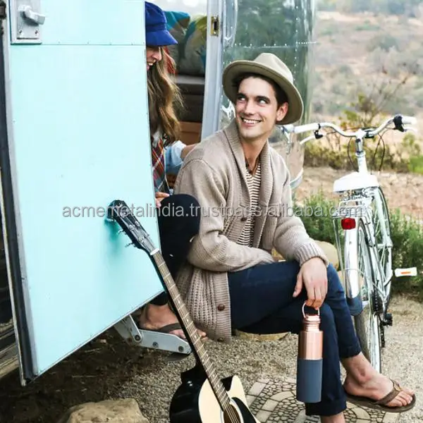 1000 ml Water Storage Bottle in 100% Pure Copper with Half Enameled Light Green Finished Perfect for Kitchen and Hydration Needs