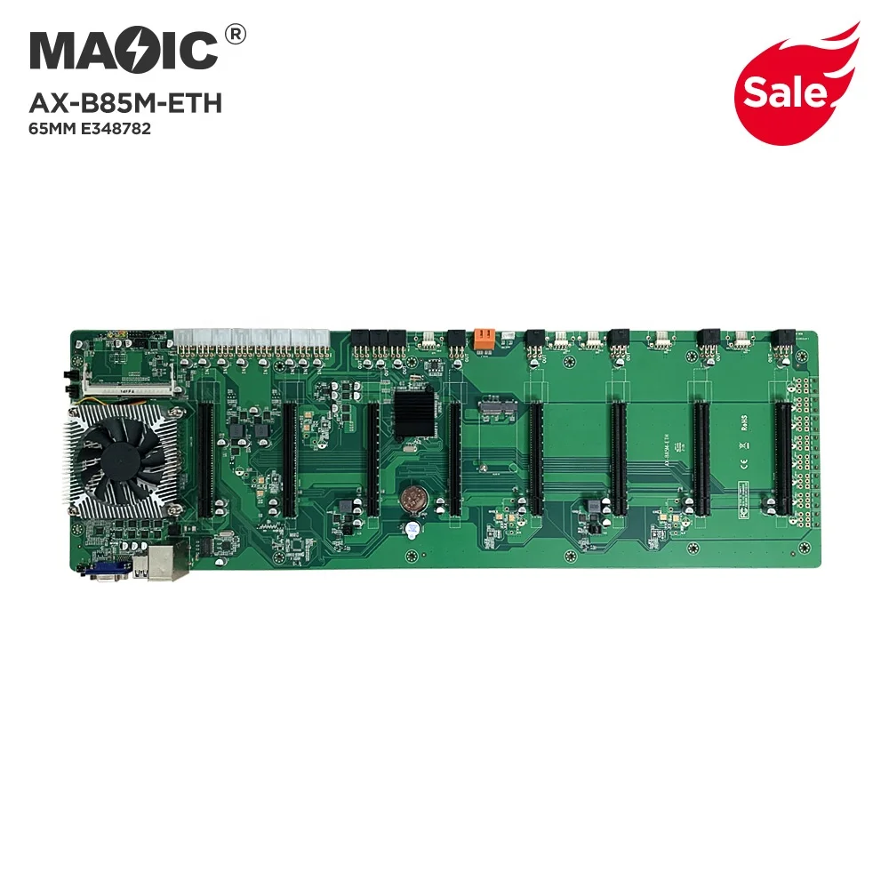 AX-B85M Support G1820 G1840 CPU Intel B85 chipset DDR3 SOMIMM 8*PCIe x8 slots 65MM space GPU Graphics Cards PC Motherboard