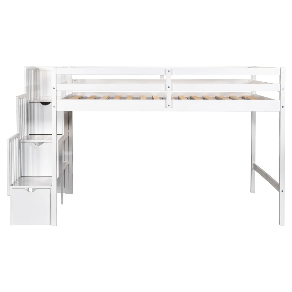 TNT Modern Design Wooden Bunk Bed with Convenient Ladder for Bedroom Furniture Storage