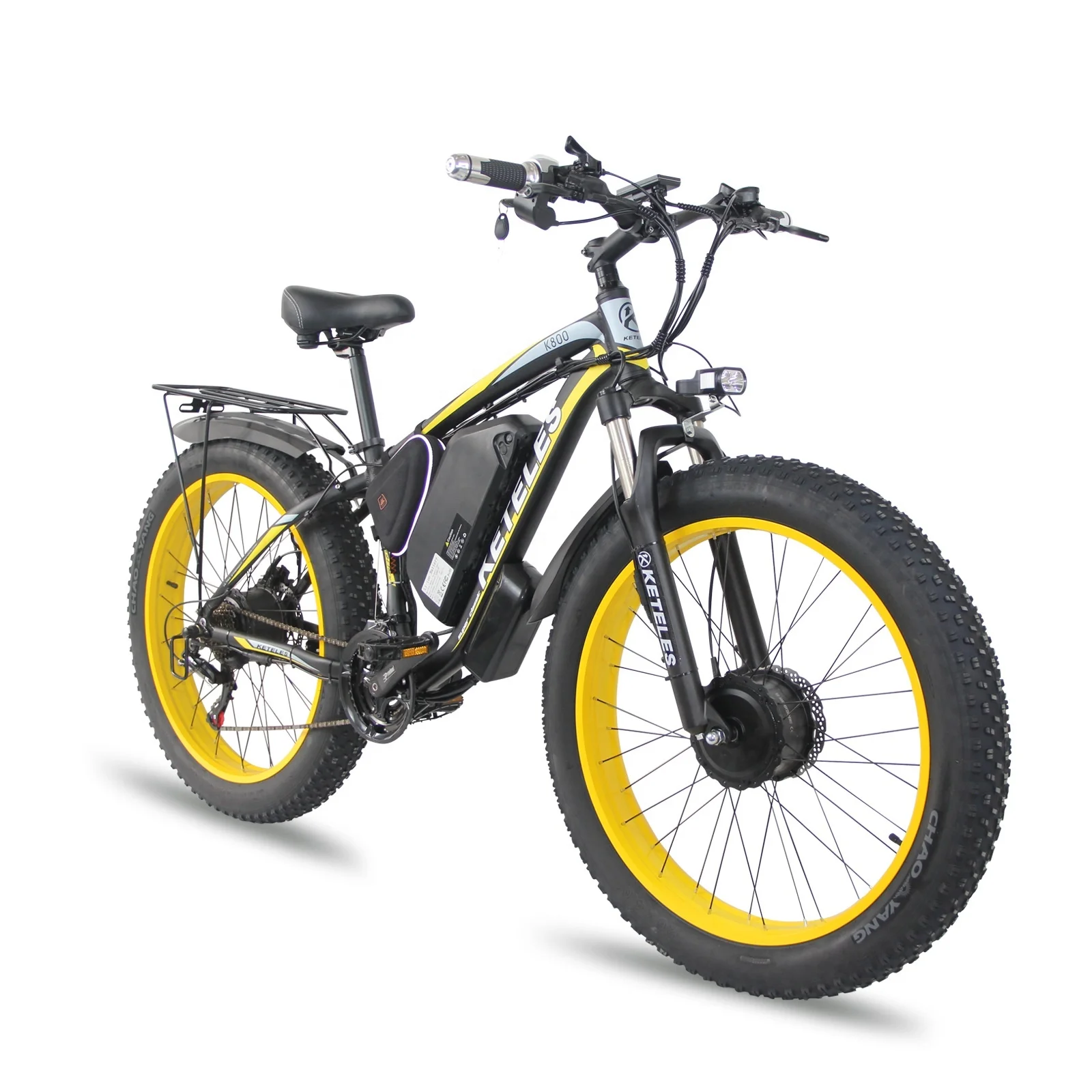 New KETELES K800 Electric Fat Bike Dual Motor Two Wheel Drive 1000W 17.5AH Battery Electric Bike 26x4.0 inch