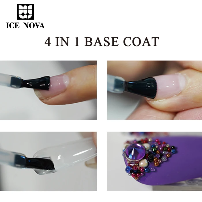 ICE NOVA 4 In 1 Base Coat Gel Glue As Nail Glue Reinforcement Stick Drill Soak Off Gel 10ml Base Coat Nail Polish