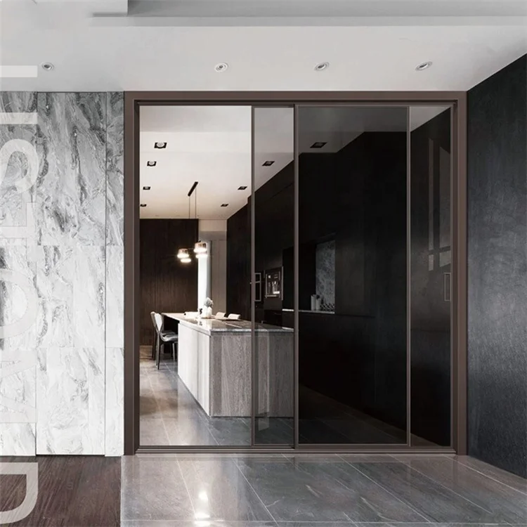 Stacking Door Wardrobe Aluminum Black Closet Frameless Exterior Glass Sliding Doors Wood Frame Sliding Mirror Doors