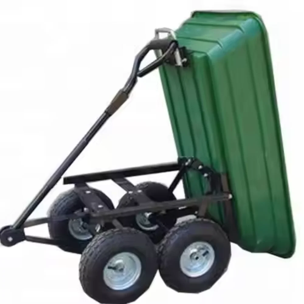 Heavy-Duty 4-Wheel Hand Trolley Garden Utility Cart Modern Design Folding Sides Platform Dolly for Industrial and Home Use