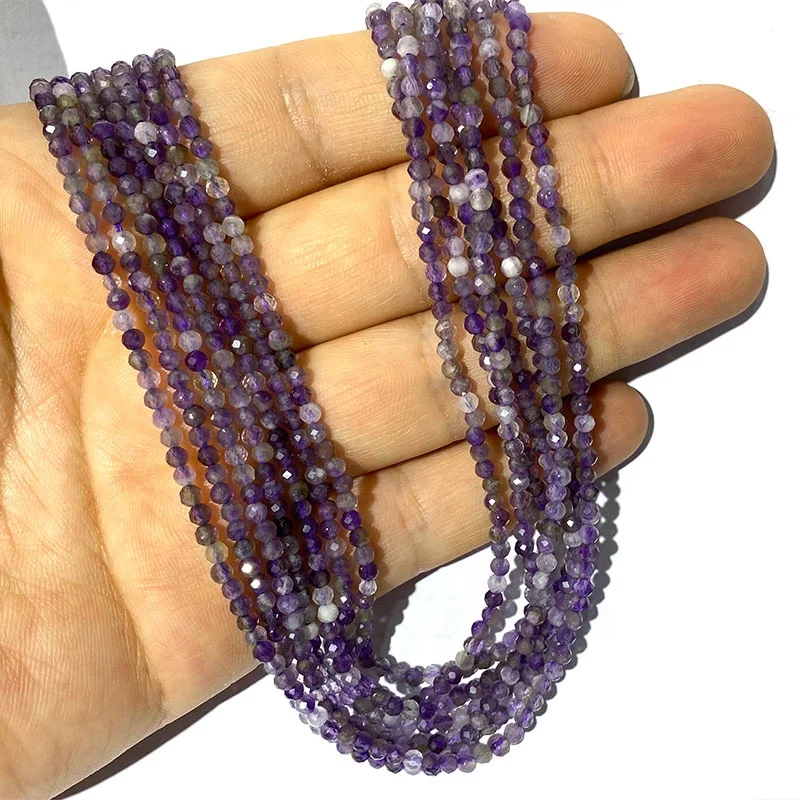 Wholesale Natural Smoky Quartz Gemstone Micro Faceted Round Beads For Jewelry Making Bracelet Necklace Pendants for Men Women