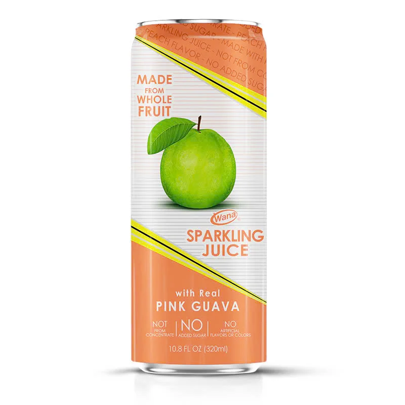 Free Design Label Best Selling Product Private Label Beverage Manufacturer Sparkling Pink Guava Juice Soft Drink 320ml In Canned