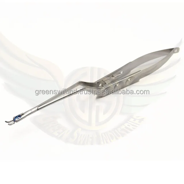 Green Swift Industries 110mm Titanium Aneurysm Clip Applicator Veterinary Instrument with Colored Button in Handle 245mm Length