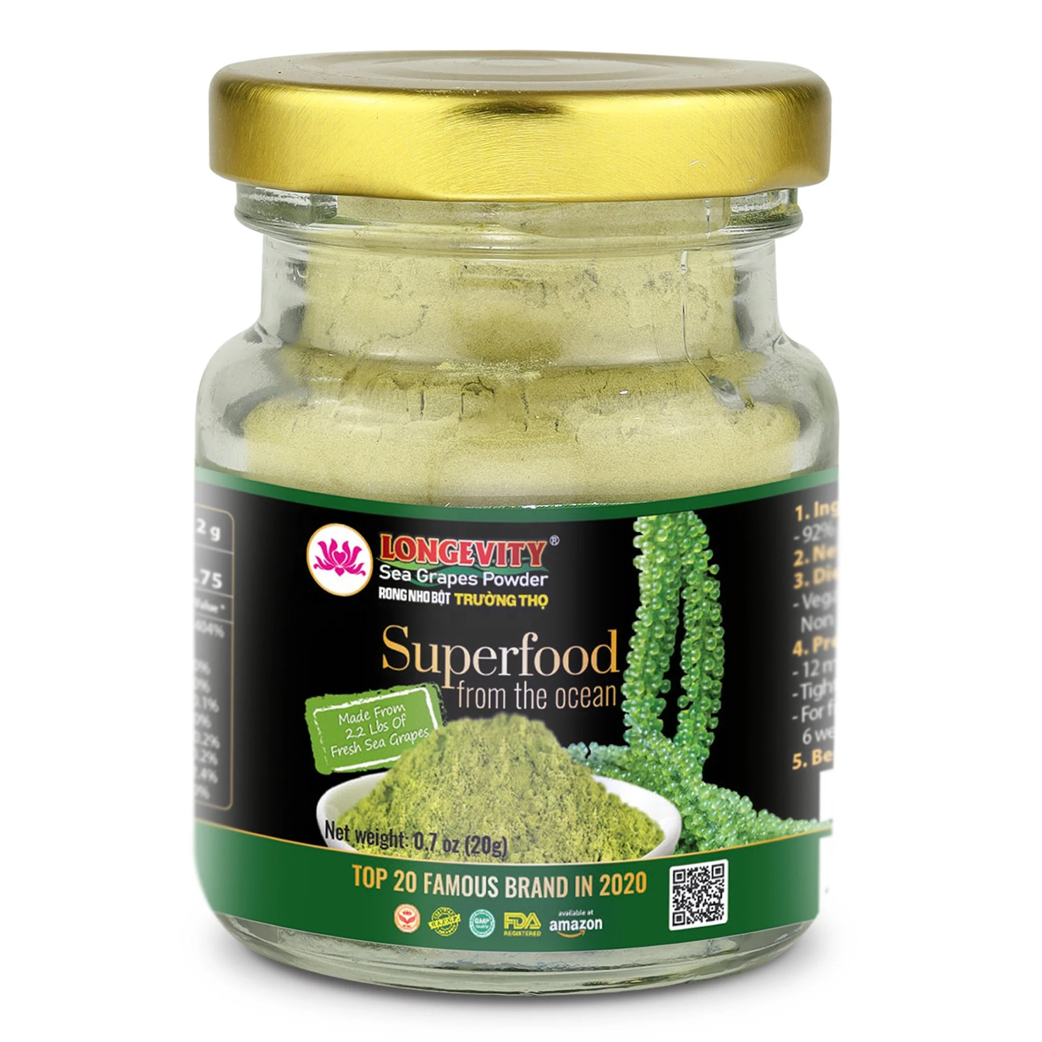 500g Weight Natural Premium Quality Seagrape Cool Places Storage u001DSea u001DGrape Seaweed Longevity Sea Grapes Powder